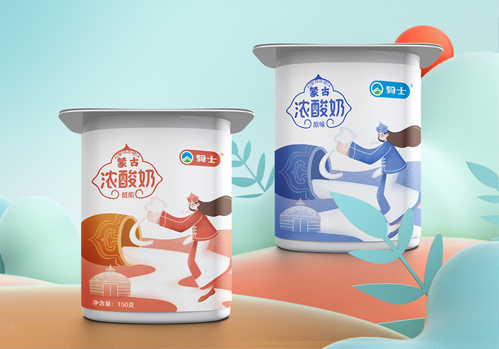 蒙古低脂浓酸奶插画包装设计